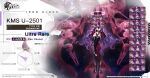  1girl absurdly_long_hair azur_lane black_gloves black_jacket black_thighhighs breasts character_name cleavage copyright_name copyright_notice covering_own_mouth elbow_gloves english_commentary english_text expression_chart full_body gloves highres iron_blood_(emblem) jacket jacket_on_shoulders large_breasts long_hair looking_at_viewer navel official_art one-piece_swimsuit promotional_art purple_eyes purple_hair revealing_clothes solo swimsuit thigh_strap thighhighs thighs u-2501_(azur_lane) very_long_hair 