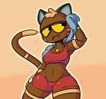  animal_crossing anthro argylesockx athletic athletic_female bodily_fluids bored_expression domestic_cat exercise felid feline felis female katt_(animal_crossing) mammal muscular nintendo solo sweat thick_thighs video_games wide_hips wiping_sweat workout 