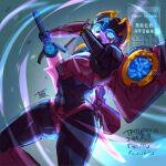  1girl alien autobot blue_eyes cybertronian dynamic_pose energy_sword geisha mecha_musume raiu_bs25 robot_girl sword transformer transformers weapon windblade 