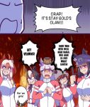  ahoge animal_ears beanie black_hair blunt_bangs bow brown_hair brown_hat candy commentary dream_journey_(umamusume) ear_bow ear_ribbon ears_through_headwear english_commentary fenomeno_(umamusume) flipped_hair food food_in_mouth glasses gold_ship_(umamusume) grey_hair grey_hat hair_between_eyes hat horse_ears horse_girl horse_tail horseshoe_hat_ornament horseshoe_ornament horseshoe_print lollipop lollipop_in_mouth long_hair multicolored_hair multiple_girls nakayama_festa_(umamusume) neferkitty orange_hair orfevre_(umamusume) pillbox_hat purple_bow purple_eyes school_uniform shirt smile stay_gold_clan_(umamusume) striped_hat tail tracen_school_uniform tracen_training_uniform umamusume umamusume_horse_relations white_hair 
