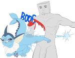 black_sclera blood blue_body blue_skin bodily_fluids clenched_teeth drooling duo eeveelution ejaculation eye_roll female fin generation_1_pokemon genital_fluids genitals grey_body grey_penis grey_skin hi_res high_pressure_cumshot humanoid male nintendo pawpads paws penis pokemon pokemon_(species) pupils saliva skeleton265 standing sweat sweaty_face tail teeth thick_tail vaginal_fluids vaginal_squirting vaporeon vein veiny_penis white_pupils