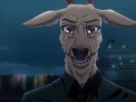  anthro antlers beastars bodily_fluids brown_body brown_eyes brown_fur cervid clothed clothing crying fur horn louis_(beastars) male mammal melybutterfly necktie open_mouth outside redraw sad ship signature solo tears vehicle watercraft 