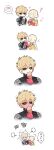  ! 2boys ^^^ absurdres animal bald black_sclera black_shirt blonde_hair blush brown_eyes colored_sclera cyborg earrings eating faceless faceless_male feeding food full-face_blush genos gloves hamster highres holding holding_food ice_cream ice_cream_cone ie_(nyj1815) jewelry jumpsuit male_focus multiple_boys one-punch_man red_gloves saitama_(one-punch_man) shirt sleeveless sleeveless_shirt soft_serve sparkle spoken_animal stud_earrings trembling v-shaped_eyebrows yellow_jumpsuit 