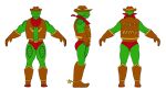 alien boots butt clothing cowboy_boots cowboy_hat cowboy_outfit drakemls f-zero footwear gloves green_body handwear hat headgear headwear hi_res kerchief male model_sheet nintendo pico_(f-zero) shoes solo speedo swimwear