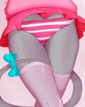  annah_squeaks anthro bottomwear clothing female grey_body hi_res legwear panties pattern_bottomwear pattern_clothing pattern_panties pattern_underwear ribbons saims skirt striped_bottomwear striped_clothing striped_panties striped_underwear stripes thigh_highs underwear upskirt 