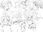  6+girls aardwolf_(kemono_friends) absurdres animal_ears arm_wrap arms_up blush breast_sucking breasts breasts_out campo_flicker_(kemono_friends) cellien_(kemono_friends) clothes_lift cum ejaculation fellatio furrowed_brow giant_armadillo_(kemono_friends) glasses hanging_breasts head_wings highres hood imminent_fellatio jungle_crow_(kemono_friends) kemono_friends leg_wrap leopard_(kemono_friends) looking_at_viewer looking_back looking_to_the_side looking_up masuyama_ryou medium_breasts monochrome monster multiple_girls naughty_face one-eyed open_mouth oral panther_chameleon_(kemono_friends) penis restrained royal_penguin_(kemono_friends) shirt shirt_lift simple_background sketch small_breasts suspension tail tentacle_sex tentacles tongue tongue_out white_background wings 