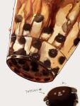  :3 arrow_(symbol) bubble_tea cup disposable_cup drink english_text food-themed_creature food_focus highres inuno_koro no_humans original 