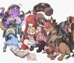  +_+ 1girl alice_thymefield animal animal_on_back animalization book boots braid braided_twintails brown_boots cardigan dog goat green_eyes hair_ornament hearing_aid heterochromia highres holding holding_animal holding_rabbit kamanosuke_(zenless_zone_zero) komano_manato leaf_in_mouth long_hair lucia_elowen octopus open_book open_mouth pink_cardigan pkgllllllv rabbit raccoon red_eyes single_thighhigh sphere_hair_ornament squatting striped_clothes striped_thighhighs suction_cups tanuki tentacles thighhighs ukinami_yuzuha white_background yellow_eyes yidhari_murphy zenless_zone_zero 