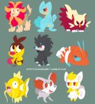  alternate_color black_eyes blue_eyes clauncher closed_mouth colored_sclera fennekin full_body furfrou grey_background highres magikarp meowstic no_humans open_mouth pokemon pokemon_(creature) pyroar red_eyes sceptile shiny_pokemon simple_background smile spiffychicken stunky tepig tumblr_username yellow_sclera 