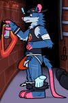 2:3 absurd_res alley anthro arm_tuft armband armpit_hair assisted_exposure backwards_cap balls biped body_hair brick brick_wall bulge clothing disembodied_hand ear_piercing elbow_tuft facial_piercing genitals graffiti half-erect hi_res jockstrap kd_rattical_(fortnite) knee_tuft ladder leg_tuft male mammal murid murine neck_tuft nose_piercing pantsing penis penis_drawing piercing pubes rat rat_tail red_eyes rodent shirt solo surprised tail tank_top tenting throbbing throbbing_penis topwear trash tuft twhaira underwear wall_(structure) watermark wristband