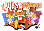 accessory anthro barefoot bobcat bottomless bubsy_(series) bubsy_3d bubsy_4d bubsy_bobcat chest_tuft claws clothed clothing english_text exclamation_point feet felid feline fingers foot_fetish fur gesture grin group hand_gesture hi_res looking_at_viewer low_poly lynx male mammal nails necktie open_mouth orange_body orange_fur paws playstation pointing pointing_at_viewer retro shirt signature simple_background smile smug smug_face soles sony_corporation sony_interactive_entertainment t-shirt tail teeth text toes topwear tuft why2kz