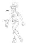  arania belt breast_expansion breasts claws clothed clothing digimon english_text expansion female footwear hi_res humanoid nipple_outline open_mouth rika_nonaka shoes solo text transformation 