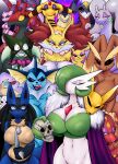 absurd_res ampharos andromorph anthro big_breasts bone breasts delphox ditto_(pokemon) eeveelution female feral fire garchomp gardevoir generation_1_pokemon generation_2_pokemon generation_3_pokemon generation_4_pokemon generation_5_pokemon generation_6_pokemon generation_9_pokemon gengar goodra group hi_res huge_breasts humanoid image_comics intersex invincible_(image_comics) jirachi legendary_pokemon looking_at_viewer lopunny lucario meowscarada mew_(pokemon) nightmare-arts nintendo octillery pikachu pokemon pokemon_(species) scolipede skull smile thragg_and_viltrumites_panel typhlosion vaporeon