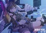  1girl absurdres breasts bronya_zaychik bronya_zaychik_(haxxor_bunny) bullpup gun highres honkai_(series) p90 sideboob submachine_gun weapon 