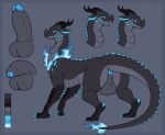 2026 2_horns anus backsack balls black_body black_horn black_scales blue_anus blue_claws blue_eyes blue_fire blue_glans blue_spikes border butt claws closed_smile color_swatch colored_fire countershade_butt countershade_face countershade_tail countershading digitigrade dragon empty_eyes erection facial_horn feral fire flaccid flaming_neck flaming_tail foreskin genitals glans grey_background grey_balls grey_body grey_border grey_countershading grey_penis grey_scales heel_spike hi_res horn humanoid_genitalia humanoid_genitalia_on_feral humanoid_penis humanoid_penis_on_feral kedoragi kedoragi_(character) leg_markings male male_feral markings model_sheet mouth_closed multi_eye multiple_angles mythological_creature mythological_scalie mythology no_sclera nose_horn open_mouth open_smile partially_retracted_foreskin penis penis_on_balls perineum quadruped retracted_foreskin scales scalie sharp_teeth side_view simple_background smile socks_(marking) solo spikes spikes_(anatomy) tail teeth unretracted_foreskin ventral_scales