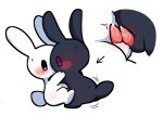 2025 balls biped bipedal_feral black_body black_fur blush blush_stickers bodily_fluids cel_shading close-up cum digital_drawing_(artwork) digital_media_(artwork) duo eye_contact feral feral_on_feral frottage fur genital_fluids genitals lagomorph leaking_cum leporid looking_at_another male male_feral male_on_feral mammal monotone_body monotone_fur penile penis penises_touching plumflavor rabbit rabbit_ears red_eyes sex shaded side_view simple_background simple_eyes tapering_penis white_background white_body white_fur