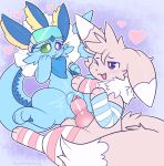 animal_genitalia animal_penis armwear balls blush bodily_fluids brown_body canid canine_genitalia canine_penis clothing digital_media_(artwork) duo eevee eeveelution elbow_gloves erection female female_penetrated feral fur generation_1_pokemon genital_fluids genitals gloves handwear headgear headwear heterochromia hi_res humanoid_genitalia humanoid_genitalia_on_feral humanoid_vulva humanoid_vulva_on_feral legwear male male/female male_penetrating male_penetrating_female mammal nintendo open_mouth penetration penile penile_penetration penis penis_in_vagina pokemon pokemon_(species) sex simple_background sunspikevee tail thick_thighs thigh_highs vaginal vaginal_penetration vaporeon vulva