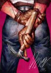  1boy blood bomber_jacket claw_hammer drive_(movie) driver_(drive) hammer highres holding holding_hammer jacket male_focus sgkg108 solo white_jacket 