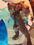 2026 aloha_shirt anthro arm_tuft balls balls_outline barazoku beach beard big_penis body_hair braided_hair brown_body brown_fur brown_hair bulge chest_fur cigar claws clothed clothing detailed_bulge elbow_tuft eyewear eyewear_on_head facial_hair felid final_fantasy final_fantasy_xiv finger_claws footwear fur genital_outline genitals green_eyes hair hands_behind_head happy_trail hi_res hrothgar leg_scar lueluel47505119 male mammal muscular muscular_anthro muscular_male nipple_tape nipples open_clothing open_shirt open_topwear outside palm_tree pasties pattern_clothing pattern_shirt pattern_topwear pecs penis penis_outline plant pubes quads sand sandals scar shirt shoes shore skimpy smoking smoking_cigar solo speedo square_enix sunglasses sunglasses_on_head surfboard swimwear tail tail_tuft tape toe_claws topwear translucent translucent_clothing tree tuft vein veiny_penis wardrobe_malfunction water wearing_sunglasses