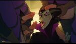  1girl 4boys brown_gloves bukkake colored_skin cum cum_on_body eyeshadow facial gloves green_skin highres incase makeup maleficent multiple_boys open_mouth penis purple_eyeshadow red_lips red_nails signature sleeping_beauty_(disney) surrounded_by_penises testicles tongue tongue_out 