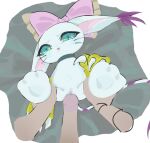  anthro bestiality bodily_fluids bow_(knot) claws clothing digimon digimon_(species) domestic_cat duo felid feline felis female female_penetrated feral first_person_view fur gatomon genitals gloves green_eyes handwear holding_legs human legs_up looking_at_viewer lying male male/female male_penetrating male_penetrating_female mammal on_back open_mouth pawpads penetration penile penile_penetration penis penis_in_pussy pink_bow pussy sex simple_background size_difference spread_legs spreading striped_tail stripes tears unknown_artist vaginal vaginal_penetration white_background white_body white_fur 