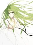  1other absurdres androgynous enkidu_(fate) fate/grand_order fate_(series) green_eyes green_hair highres kuncoi long_hair other_focus robe simple_background smile solo upper_body white_background white_robe 