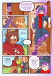 6_panel_comic arm_hair arm_tattoo battam_(solanaceae) body_hair brown_body brown_fur brown_hair brown_skin clothing curled_shoes darkchibishadow dialogue ellipsis english_text flower flower_crown fur green_hair hair half-closed_eyes hat headgear headwear highlights_(coloring) hood human humanoid inner_monologue magic_user mammal narrowed_eyes one_eye_closed plant purple_highlights robe sal_(solanaceae) satyr scarf smile smirk smug smug_face solanaceae speech_bubble tan_body tan_skin tattoo text thinking thought_bubble wide_eyed wink wizard_hat