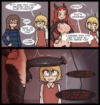 alien alien_humanoid areola balls bedroom_eyes big_balls big_penis black_body black_scales blonde_hair breasts brown_hair clothing collared_shirt curved_horn demon demon_humanoid dialogue dress_shirt english_text erection eyewear futa_fucks_femboys genitals glasses hair half-closed_eyes horn horny_capybara_studios huge_balls huge_penis human humanoid humanoid_genitalia humanoid_penis humor imminent_sex leia_(futa_fucks_femboys) mammal narrowed_eyes nervous nipples penis pink_areola pink_nipples red7cat scales seductive shirt smile smirk smug smug_face speech_bubble sweater sweater_vest text topwear vein veiny_penis vest
