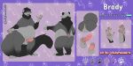  absurd_res anthro anus black_body black_fur brady_(feroferret129) butt domestic_ferret fur genitals grey_body grey_fur hi_res humanoid_genitalia humanoid_penis male mammal model_sheet mustelid musteline nude penis presenting presenting_hindquarters purple_eyes raised_tail rubypandaarts solo tail true_musteline weasel 