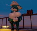  3d_(artwork) anthro balls barbell_piercing bedroom_eyes beverage beverage_can big_balls big_butt big_penis butt canid canine canis chihuahua clothing digital_media_(artwork) domestic_dog ear_piercing ear_ring energy_drink eyewear ezra_the_gaia fan_character footwear gaia genitals glasses hi_res huge_butt kirby_animatez legwear looking_back male mammal narrowed_eyes penis piercing ring_piercing sandals seaside seductive sega shoes smug_grin solo sonic_the_hedgehog_(series) stockings sunset thick_thighs toy_dog 