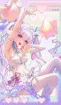  :d absurdres arm_up armpits artist_request asymmetrical_gloves balloon bra breasts chinese_commentary commentary_request commission cross-shaped_pupils elbow_gloves feathered_wings fingerless_gloves gloves gradient_background head_wings heart heart_balloon highres indie_virtual_youtuber long_hair low_wings medium_breasts miniskirt navel neeko_(vtuber) open_mouth pink_eyes pixel_heart polka_dot polka_dot_background rainbow_background second-party_source single_elbow_glove single_thighhigh sitting skirt smile star_balloon symbol-shaped_pupils teeth thighhighs twintails underwear uneven_gloves upper_teeth_only virtual_youtuber white_bra white_gloves white_hair white_skirt white_thighhighs white_wings window_(computing) wings 