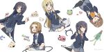  5girls absurdres akiyama_mio animal_ear_hairband animal_ears bangs_pinned_back black_eyes black_hair black_pantyhose black_socks blazer blonde_hair blue_bow blue_bowtie blue_eyes blue_suit blush bow bowtie brown_eyes brown_hair brushing_hair buttons cake cat cat_ear_hairband cat_ears colored_eyebrows commentary controller crossed_legs cup english_text fake_animal_ears food frog full_body furrowed_brow game_controller grey_skirt hair_ornament hairband hairclip heart highres hirasawa_yui holding holding_controller holding_game_controller jacket k-on! kotobuki_tsumugi long_hair looking_at_viewer low_twintails multiple_girls nakano_azusa open_mouth own_hands_together pantyhose parallel_hairclips parted_bangs plate playing_games playing_video_games sakuragaoka_high_school_uniform school_uniform shirt shoes short_hair sitting skirt smile socks strawberry_shortcake suit tainaka_ritsu teacup teapot twintails twitter_username untranslatable_commentary wariza white_background white_shirt white_shoes white_socks xiaxiaxiaoxiao 