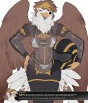  accipitrid accipitriform anthro armor avian beak bikini bird blue_eyes breasts brown_body brown_feathers camel_toe clothing eagle english_text feathered_wings feathers female headgear helldivers helmet hi_res holding_armor holding_headgear holding_helmet holding_object military_uniform neck_tuft non-mammal_breasts pilot quangdoann smile solo swimwear text thigh_gap tuft two-piece_swimsuit uniform wings x-ray_view 