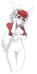  2021 anthro breasts canid canine clothed clothing digital_media_(artwork) featureless_breasts featureless_crotch female fox foxmode hair looking_at_viewer mammal white_hair yellow_eyes 