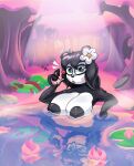  accessory activision anthro bear big_breasts black_body black_nipples breasts crash_bandicoot_(series) female flower flower_in_hair flower_on_head forest forest_background giant_panda green_eyes hair hair_accessory mammal nipples nude plant rabbit5gamer solo tree water yaya_panda 
