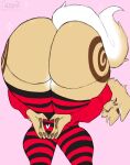  absurd_res anthro bent_over_with_legs_held_straight big_butt butt butt_heart canid canine canis cinnamon_(cinnamonbuns) clothing domestic_dog dragon femboy fur gesture heart_gesture heart_symbol hi_res hip_markings horn husky hybrid leg_markings legwear male mammal markings moosehanmaku multicolored_body multicolored_fur mythological_creature mythological_scalie mythology nordic_sled_dog praise_da_booty_(meme) presenting presenting_hindquarters rear_view red_clothing scalie smile smirk smug_grin solo spitz tail tan_body tan_fur thick_thighs thigh_highs 