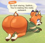  absurd_res animal_crossing antelope anthro antlers ass_up beau_(animal_crossing) bedroom_eyes blue_eyes blush bodily_fluids bovid bubble_butt butt butt_focus clothed clothing deer dialogue facial_markings feet foot_fetish glistening glistening_body glistening_butt green_clothing green_sweater green_topwear head_markings hi_res hooves horn looking_at_viewer looking_back looking_back_at_viewer lying male mammal markings multicolored_body muzzle_(marking) narrowed_eyes nervous nintendo on_front on_ground open_mouth orange_body partially_clothed presenting presenting_hindquarters ranchysnax seductive solo speech_bubble stuttering sweat sweater talking_to_viewer thick_thighs tongue topwear tuft 