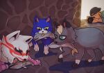  2020 animal_crossing blue_body camera domestic_cat felid feline felis feral fur grey_body grey_fur group heterochromia hi_res human kabuki_(animal_crossing) mammal nintendo raymond_(animal_crossing) tom_(animal_crossing) tongue vetiver_n video_games yellow_eyes 