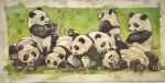  animal_focus branch commentary_request fallen_down grass highres holding holding_branch honjo_kei licking licking_object looking_at_animal lying no_humans on_back open_mouth original painting_(medium) panda rearing rolling signature traditional_media 