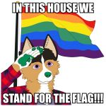  anthro black_body black_fur border_collie canid canine canis collie domestic_dog english_text flag flag_(object) flannel fur german_shepherd gloves_(marking) green_pawpads herding_dog impact_(font) lgbt_pride mammal markings martin_schaefer martin_shep outline pastoral_dog pawpads pride_colors rainbow_flag rainbow_pride_flag rainbow_symbol sheepdog tan_body tan_fur text white_outline 