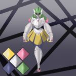  1:1 absurd_res armor big_hands biped blade bottomwear breasts clothing color_swatch digital_eyes female future_pokemon gauntlets generation_9_pokemon gloves green_hair grey_body hair handwear hi_res highlights_(coloring) humanoid iron_valiant looking_at_viewer machine mask medium_breasts nintendo not_furry paradox_pokemon pigtails pink_highlights pokemon pokemon_(species) skirt solo thick_thighs variant visor vtxnuki_(txnuki) warpina_(nickzilla) 