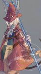  1girl armor bow burmecian character_name coat final_fantasy final_fantasy_ix freya_crescent full_body furry furry_female grey_hair hair_between_eyes helmet highres holding holding_polearm holding_weapon mouse_girl mouse_tail polearm rain red_coat red_helmet shoulder_armor sketch solo sososohran standing tabard tail tail_bow tail_ornament weapon wet white_background winged_helmet 