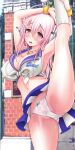  cameltoe cheerleader cleavage headphones mag_kan pantsu pubic_hair see_through skirt_lift sonico super_sonico v-mag wet 