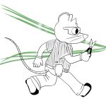 2026 anthro biped bottomwear clothing eyewear footwear gloves goggles handwear hi_res kanpukugu mammal mouse murid murine pants rodent rodent_tail running running_with_scissors safety_goggles scissors shirt shoes solo standing tail topwear 