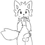  anthro arm_tuft black_nose blush blush_lines cellphone cheek_tuft collar electronics facial_tuft fluffy fluffy_tail foreskin fur genitals half-erect head_tuft holding_cellphone holding_object holding_phone line_art looking_at_object looking_at_phone low_res male monochrome penis phone shoulder_tuft silly_cat_(mauzymice) simple_background smartphone solo standing tail third-party_edit toony tuft unknown_artist unretracted_foreskin white_background white_body white_fur 