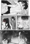  1boy 1girl absurdres anger_vein angry bed black_hair blush genderswap genderswap_(mtf) genderswap_on_non-genderswap hetero highres hug kim_dokja kiss long_hair makanyjh missionary monochrome omniscient_reader's_viewpoint on_bed sex steam steaming_body sweat sweatdrop vaginal yoo_joonghyuk 