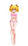  1girl absurdres anime_coloring arms_under_breasts barefoot blonde_hair blue_eyes bra breasts breasts_squeezed_together choker closed_mouth full_body game_asset hair_ribbon hand_on_own_arm highres katase_miki large_breasts large_variant_set mahotama maki_daikichi official_art panties pink_bra pink_panties raised_inner_eyebrows ribbon side-tie_panties simple_background solo standing tachi-e third-party_source transparent_background tsurime twintails underwear variant_set visual_novel_cg 