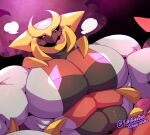  abs anthro biceps bodily_fluids dragon giratina grey_body horn kokuhane legendary_pok&eacute;mon looking_down male muscular muscular_anthro muscular_male nintendo pecs pok&eacute;mon pok&eacute;mon_(species) red_eyes solo suggestive sweat tongue tongue_out video_games 