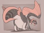  after_vore brown_legs brown_stripes brown_tail butt dracolotl duo epicurean_delights female female_pred feral feral_pred hi_res pink_eyes pink_wings simple_background stripes tail tan_background tan_body tan_legs vore wings 