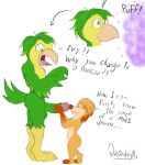  absurd_res after_transformation anthro avian avian_feet daison_the_fox duo elemental_creature erection female flora_fauna genitals hi_res humanoid_genitalia humanoid_penis ivy_(swapped) javan_(species) male male/female ollie_(swapped) penis plant pookoo simple_background size_difference swapped_(movie) 